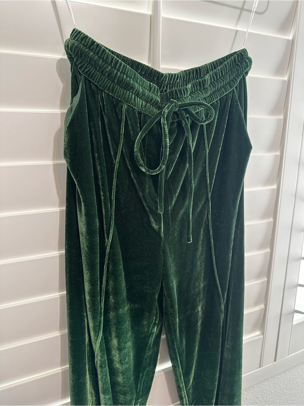 FRNCH Velvet Drawstring Wide-Leg Pants Emerald Green